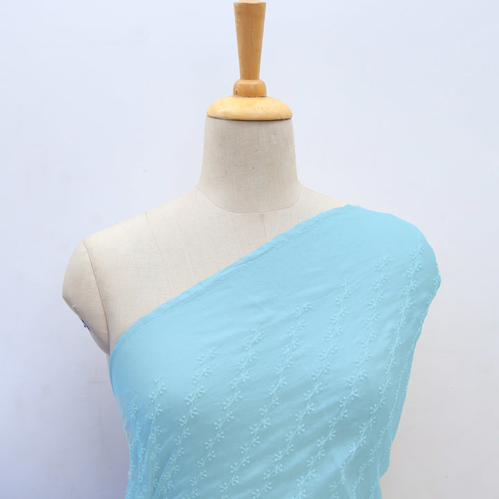 Uranian Blue Organza Tussar Embroidery Fabric