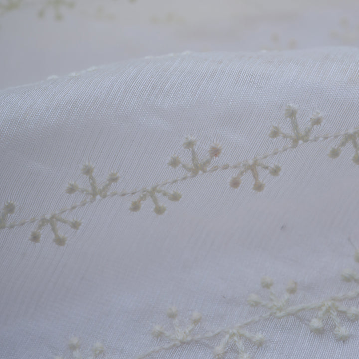 Lavender Blue Organza Tussar Embroidery Fabric