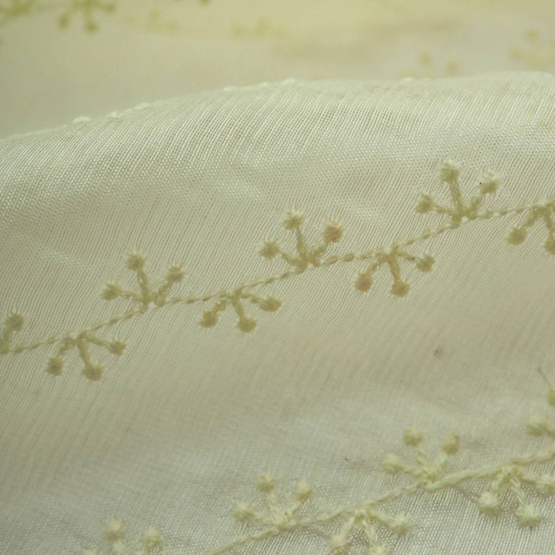 Pale Mint Green Organza Tussar Embroidery Fabric