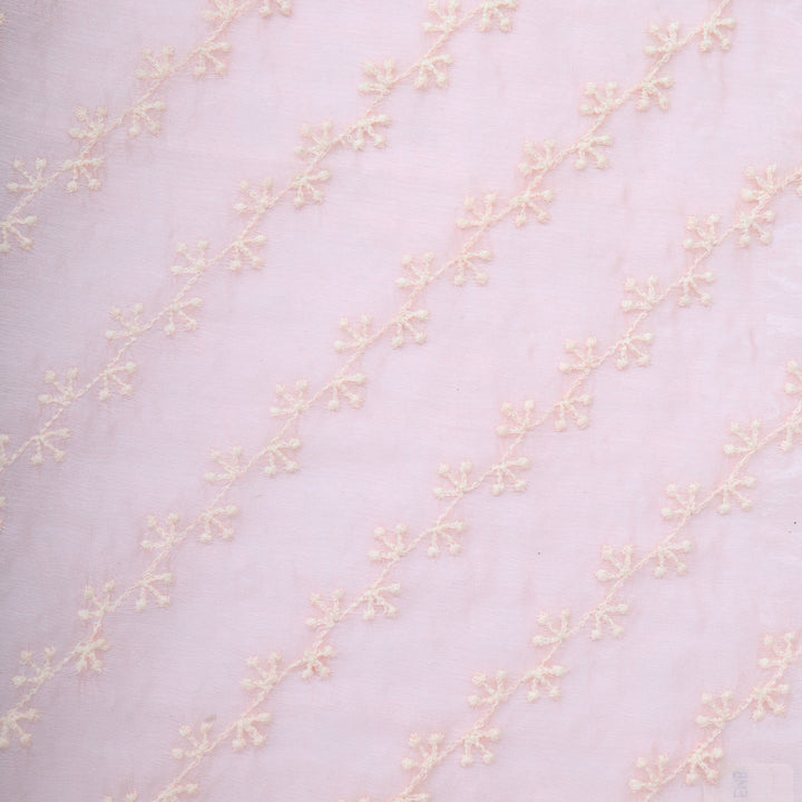 Pastel Pink Organza Tussar Embroidery Fabric