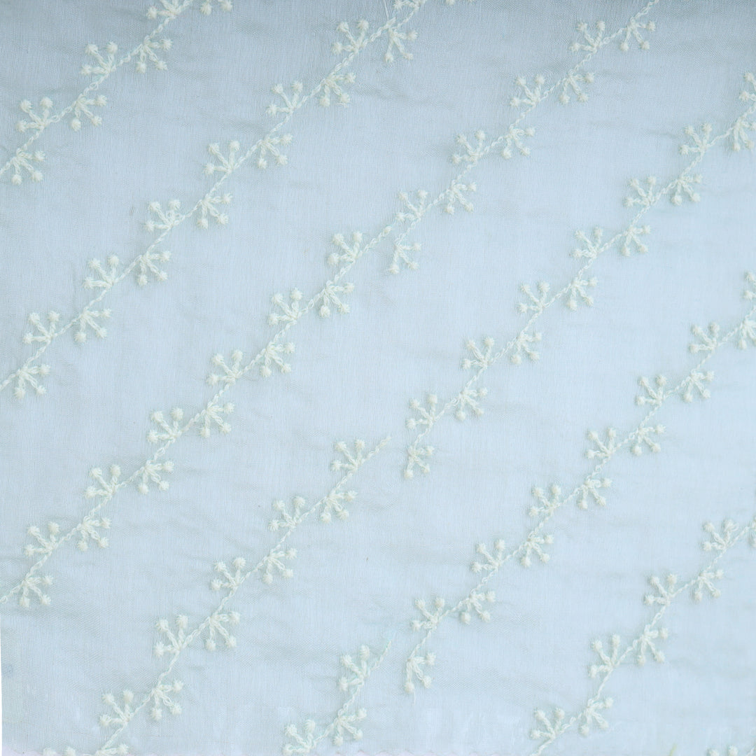 Arctic Blue Organza Tussar Embroidery Fabric