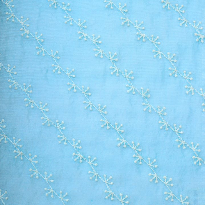 Pale Light Blue Organza Tussar Embroidery Fabric