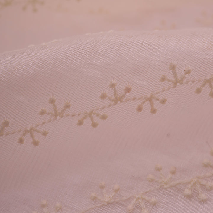 Tea Rose Organza Tussar Embroidery Fabric