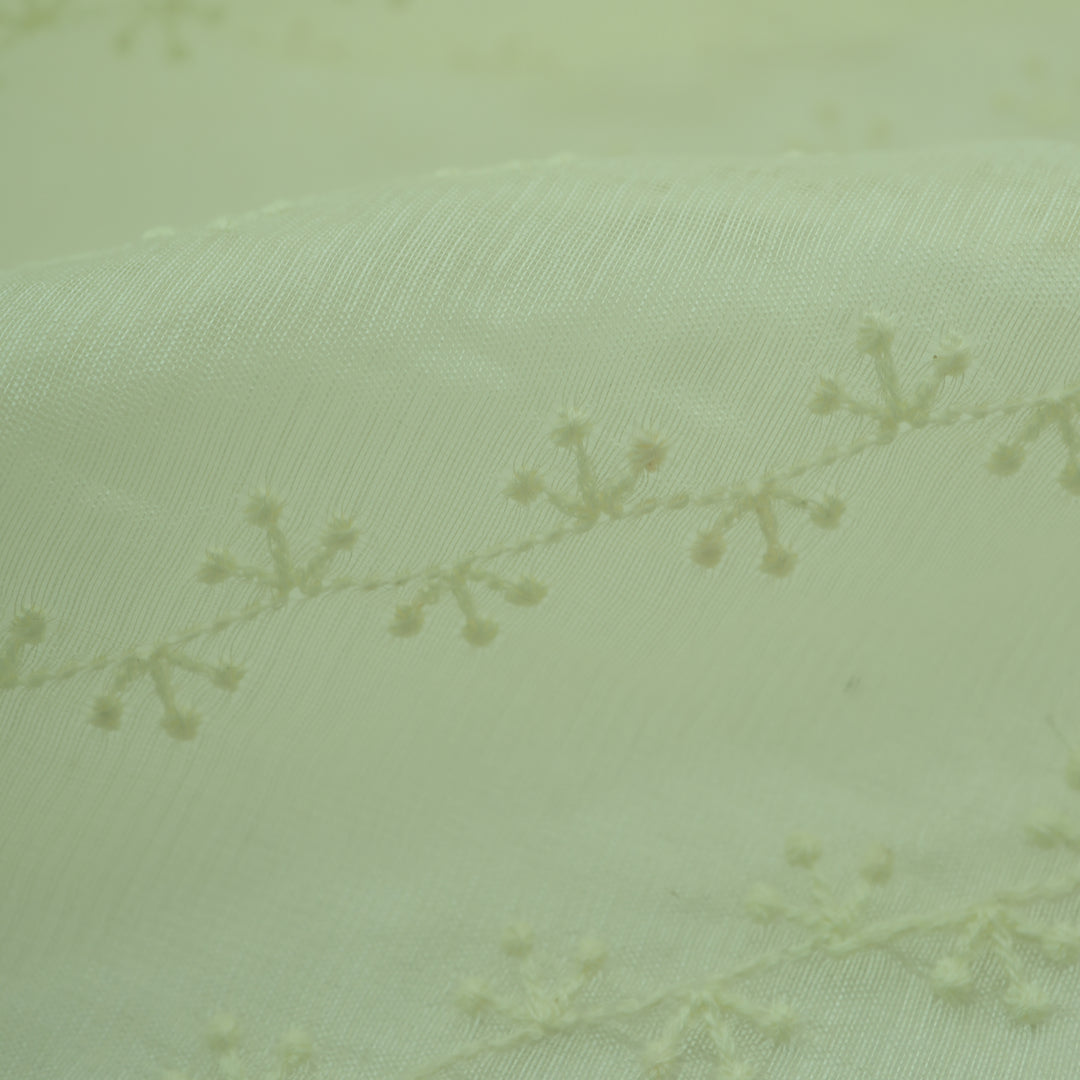 Tea Green Organza Tussar Embroidery Fabric