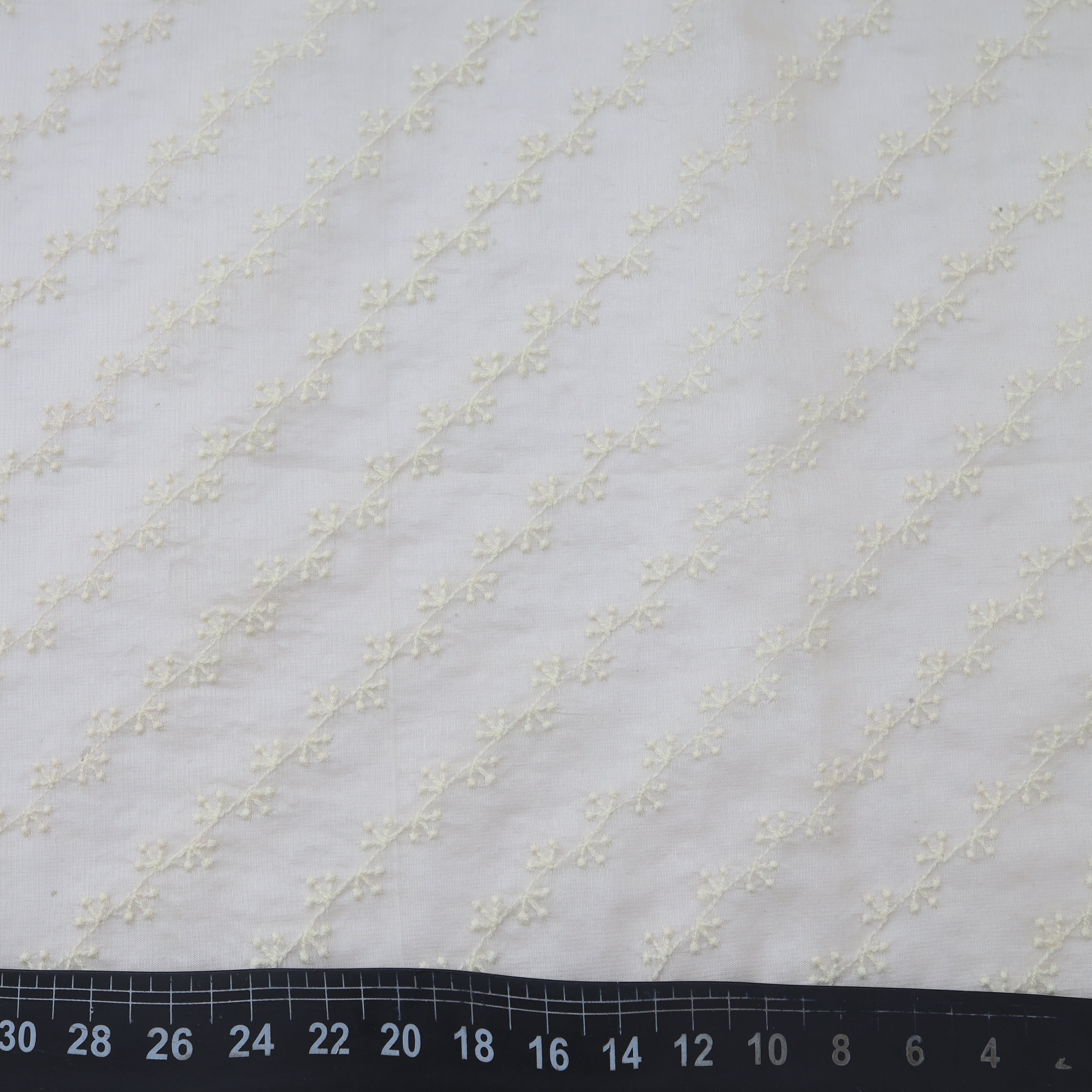 White Organza Tussar Embroidery Fabric