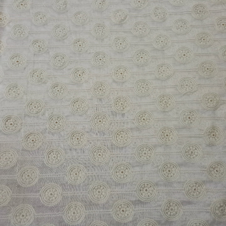 Off white Dyeable Chanderi Fabric with Thread Embroidery