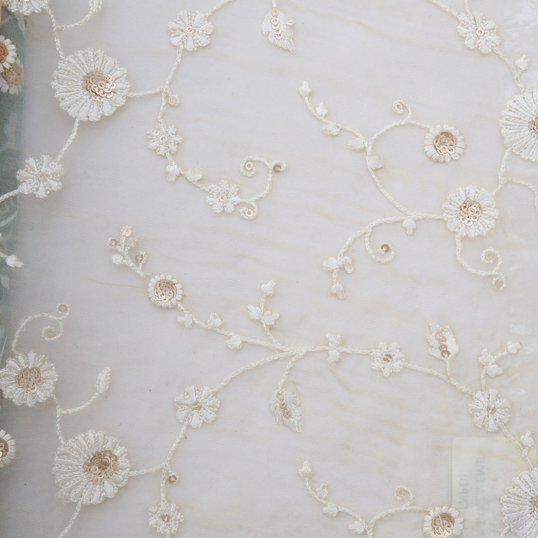 Eggshell White Organza Embroidery Fabric