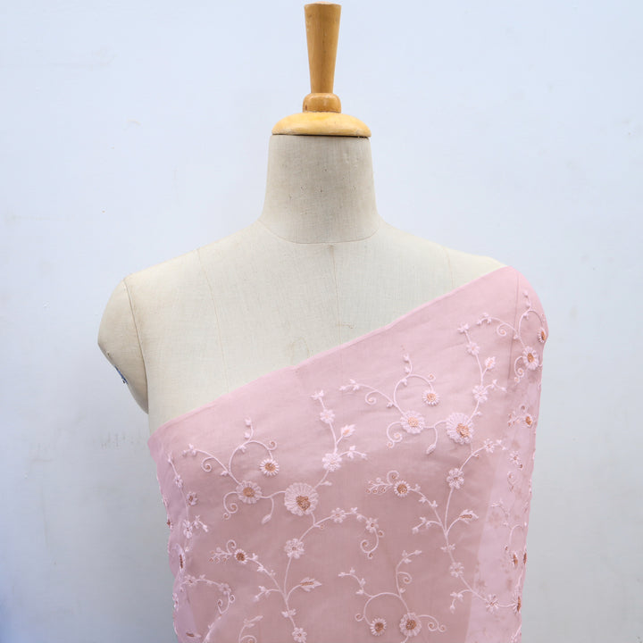 Lemonade Pink Organza Embroidery Fabric