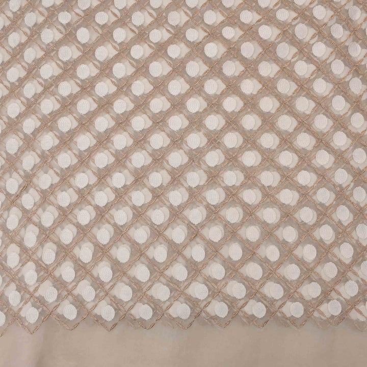 Smoke White Organza Embroidered Fabric
