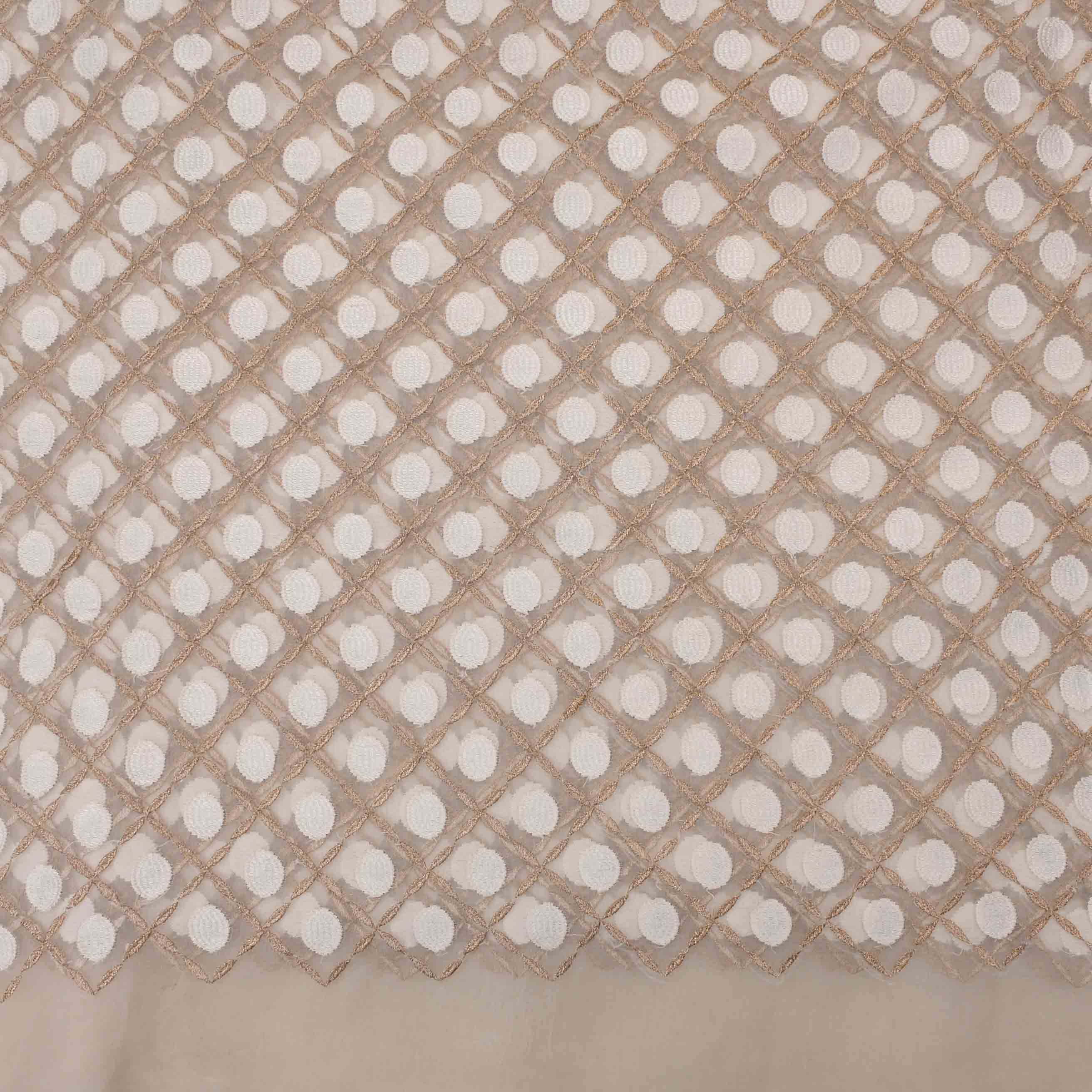 Smoke White Organza Embroidered Fabric