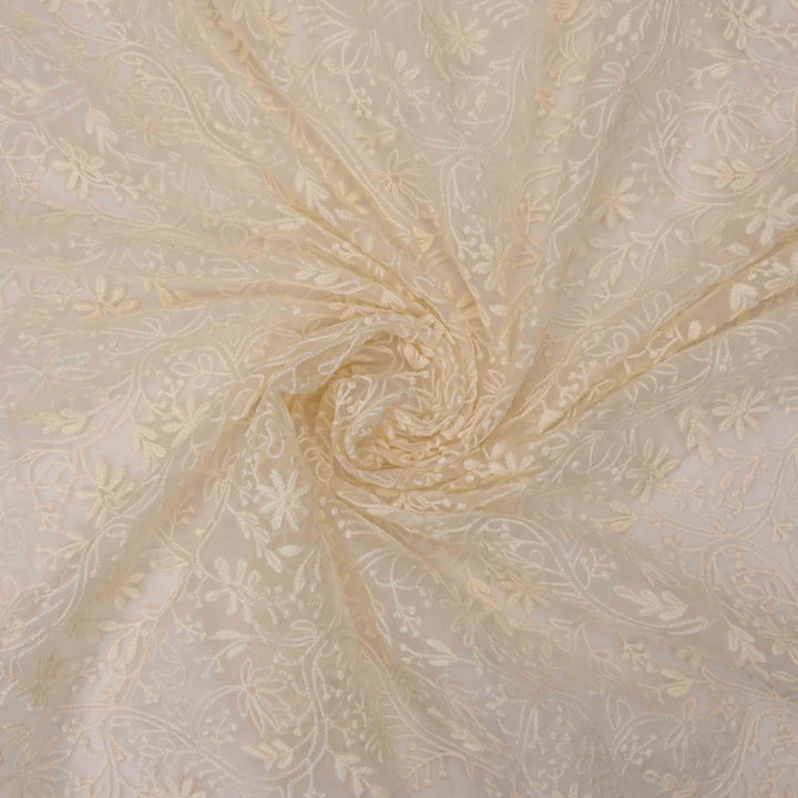 Ivory White Organza Embroidered Fabric