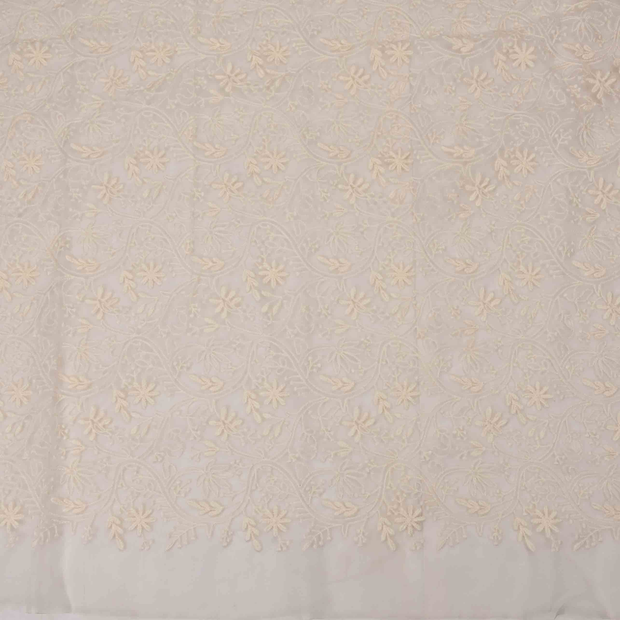 Ivory White Organza Embroidered Fabric