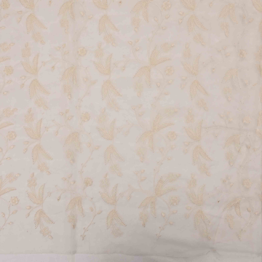 Abbey White Organza Embroidered Fabric