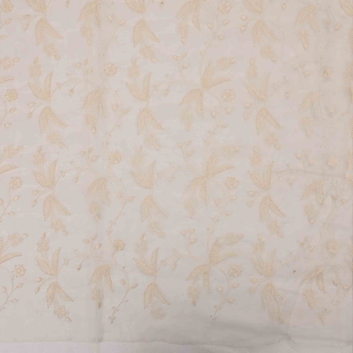 Abbey White Organza Embroidered Fabric