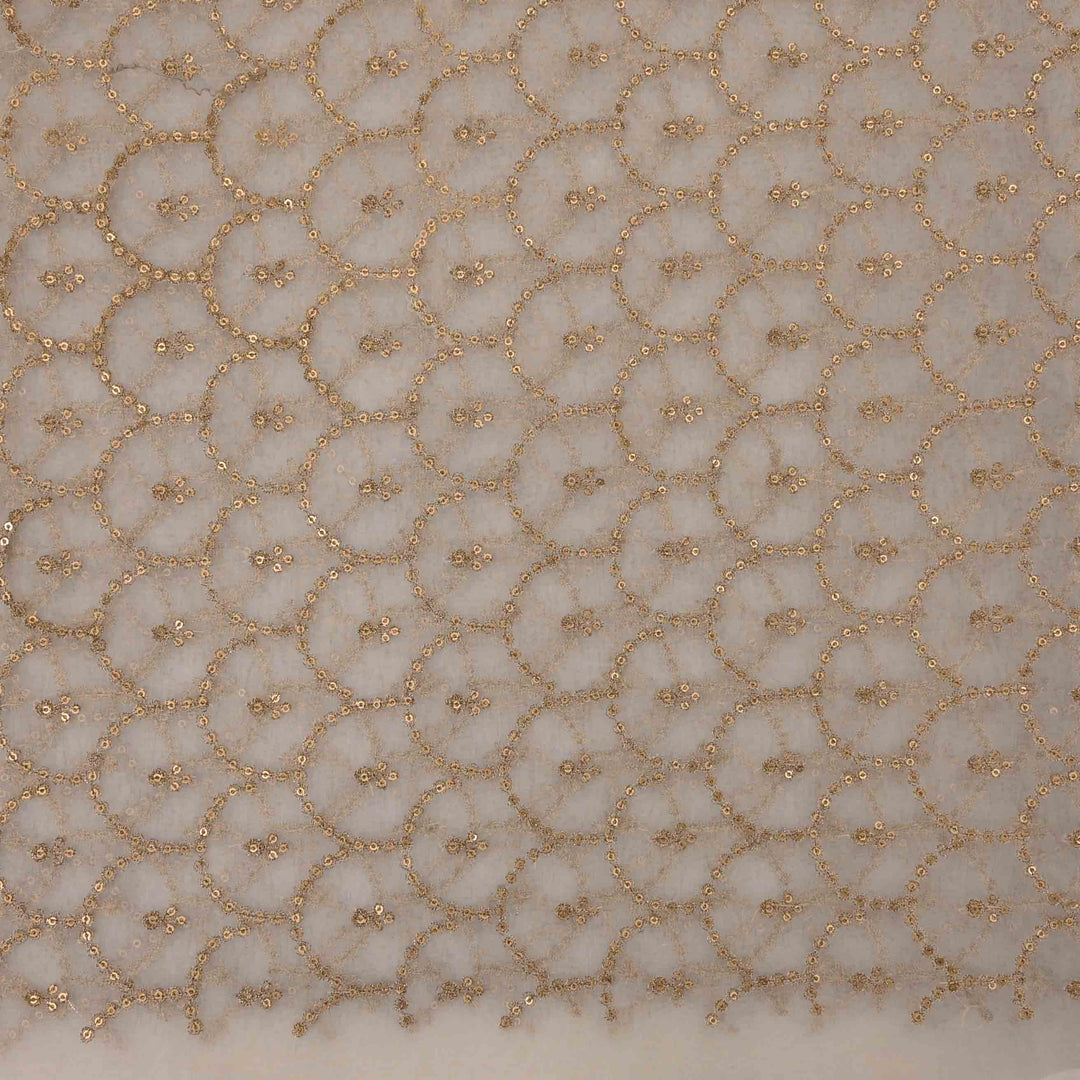 Soft Stone Organza Embroidered Fabric