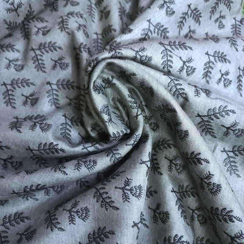 Faded Grey Colour Moonga Tussar Fabric With Thread Embroidery