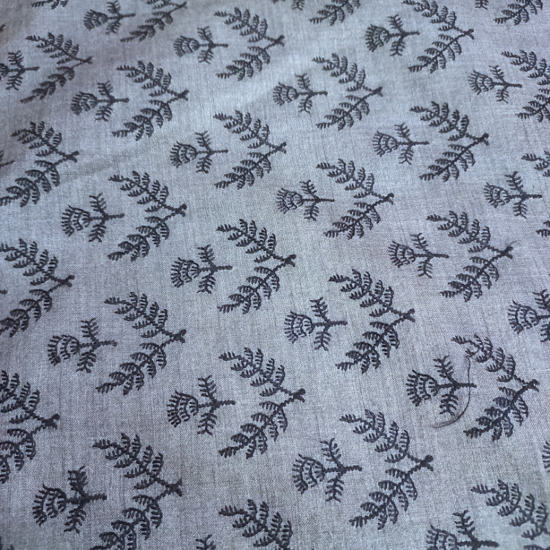 Faded Grey Colour Moonga Tussar Fabric With Thread Embroidery