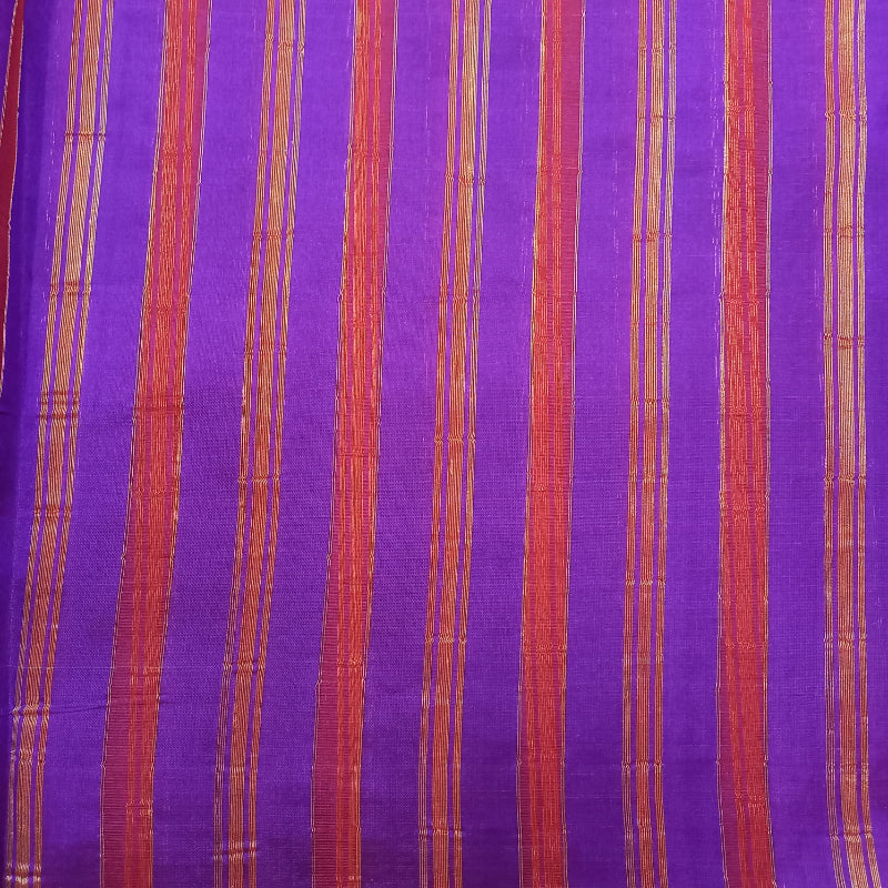 Purple Colour Silk Fabric With Stripes