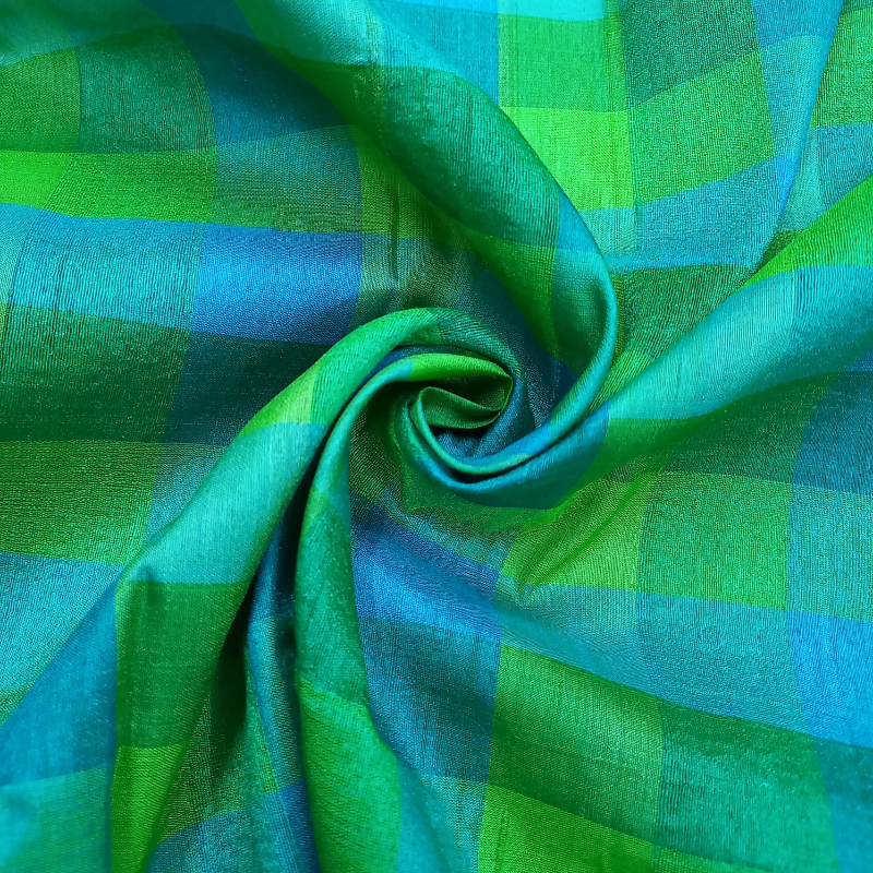 Shades Of Blue and Green Tussar fabric