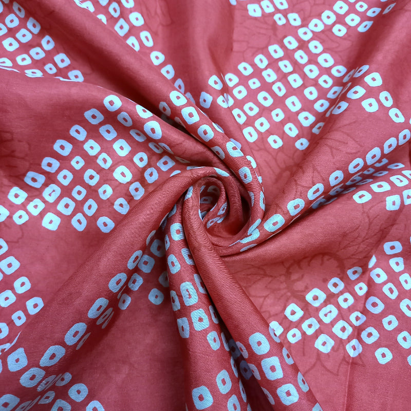 Persian Red Color Bandhini Printed Silk Fabric
