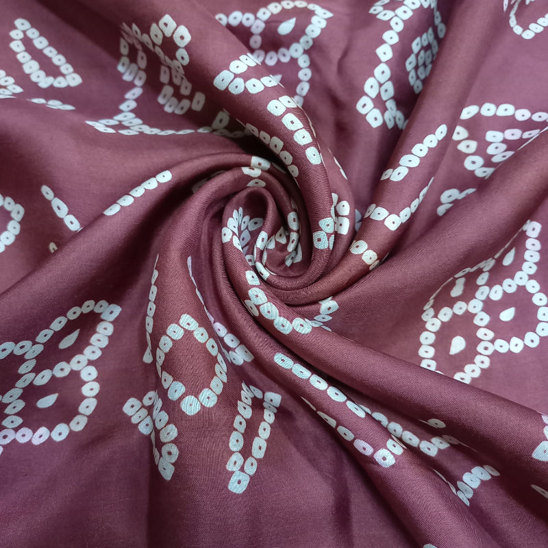 Mahogany Red Color Bandhini Printed Silk Fabric