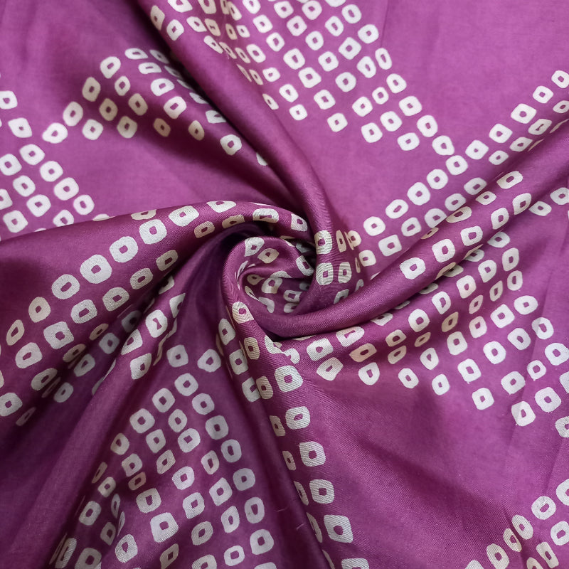 Bright Purple Color Bandhini Printed Silk Fabric