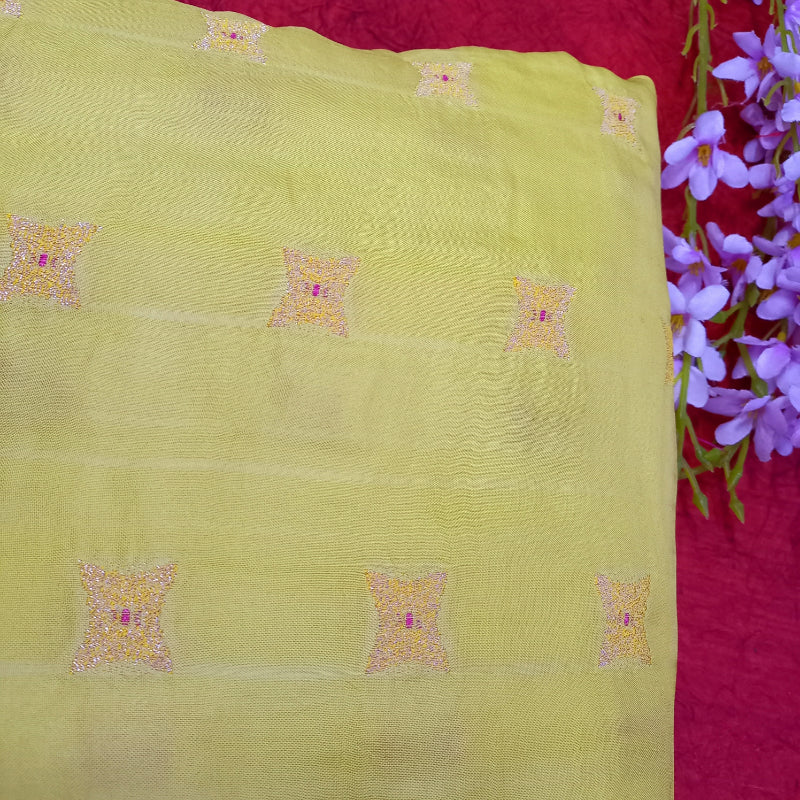 Butter yellow Color Jamawer Silk Fabric