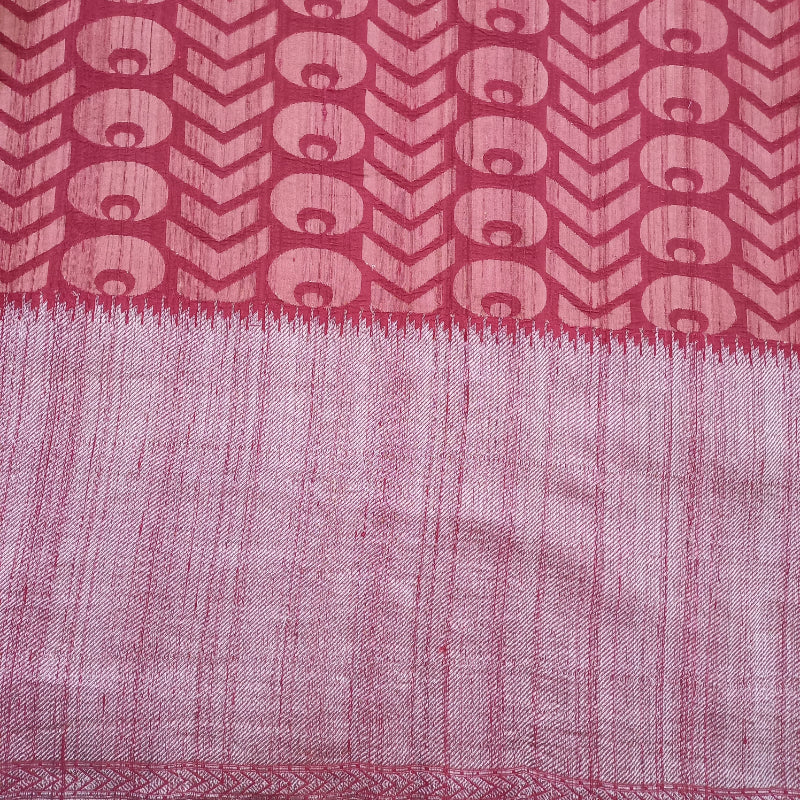 Maroon Color Jamawer Border Silk Fabric