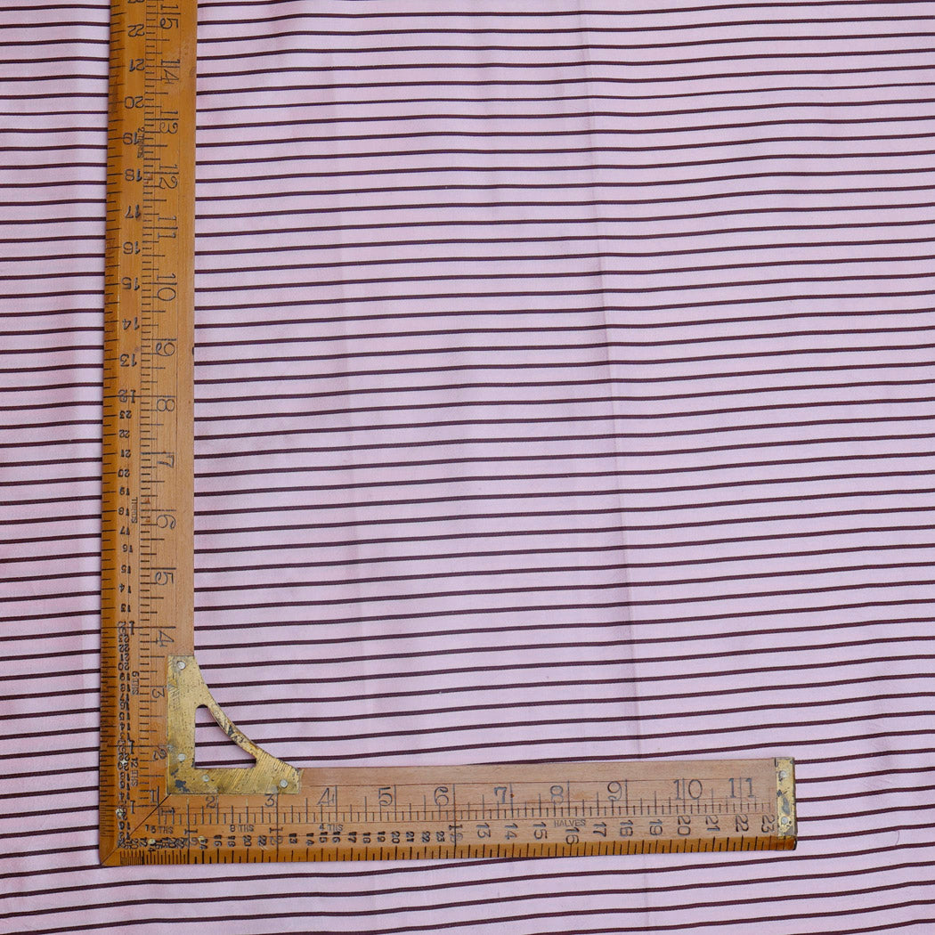 Light Pink Color Satin Silk Fabric With Stripes Pattern