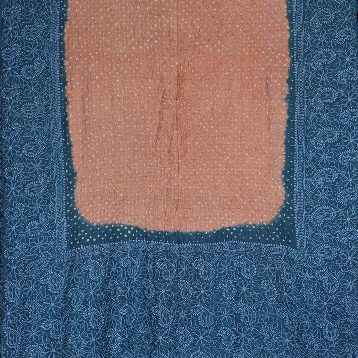 Melon Pink Moonga Bandhani Embroidery Dupatta