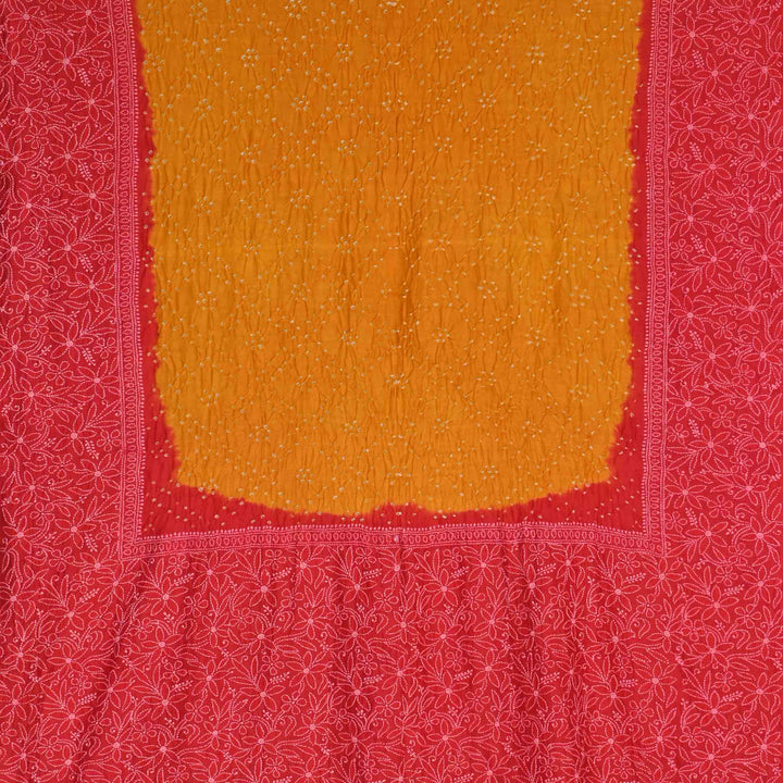 Daffodil Yellow Moonga Bandhani Embroidery Dupatta