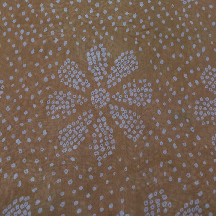 Light Brown Color Silk Fabric With Printed Bandhani Dots