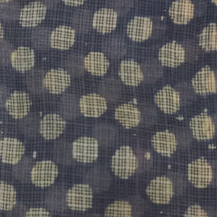 Blue Grey Color Silk Fabric With Polka Dots