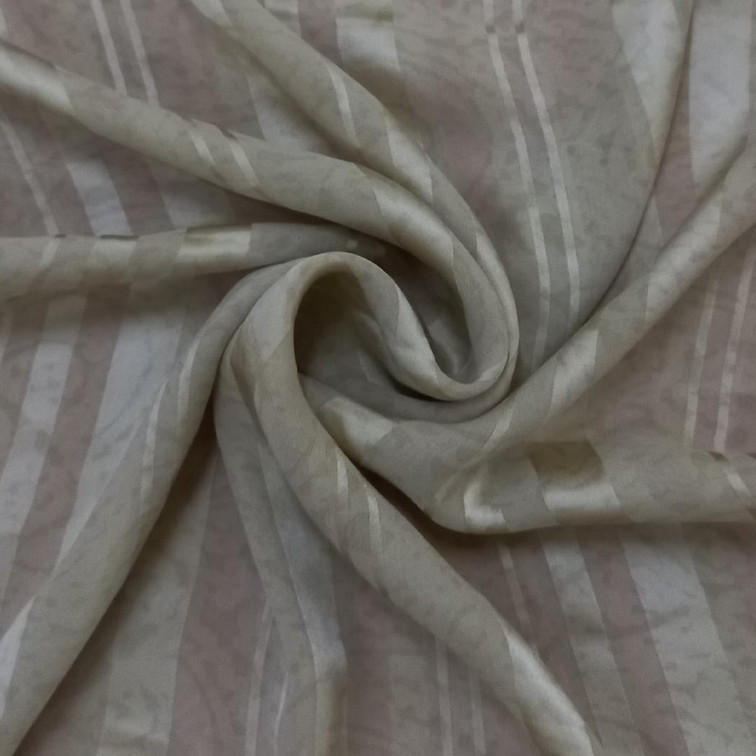 Dusky Beige Color Silk Fabric With Stripes Pattern