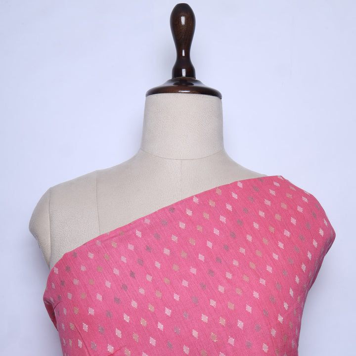 Pastel Pink Color Tussar Fabric With Tiny Buttis