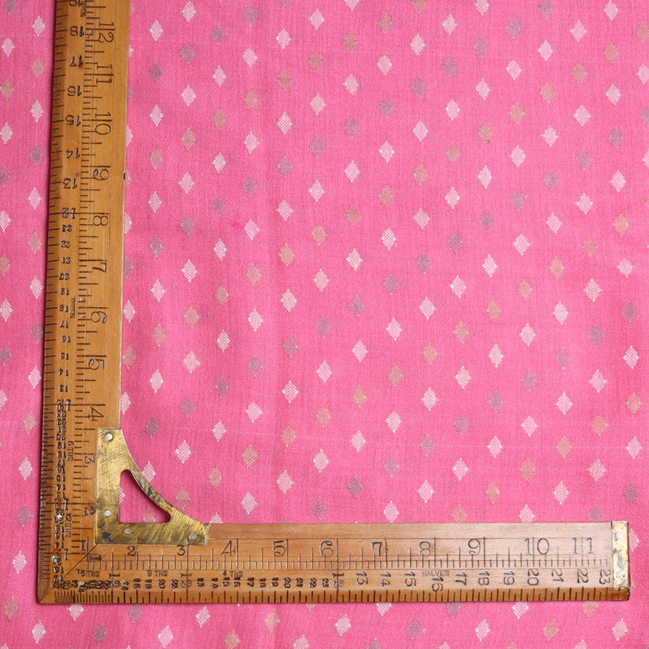 Pastel Pink Color Tussar Fabric With Tiny Buttis