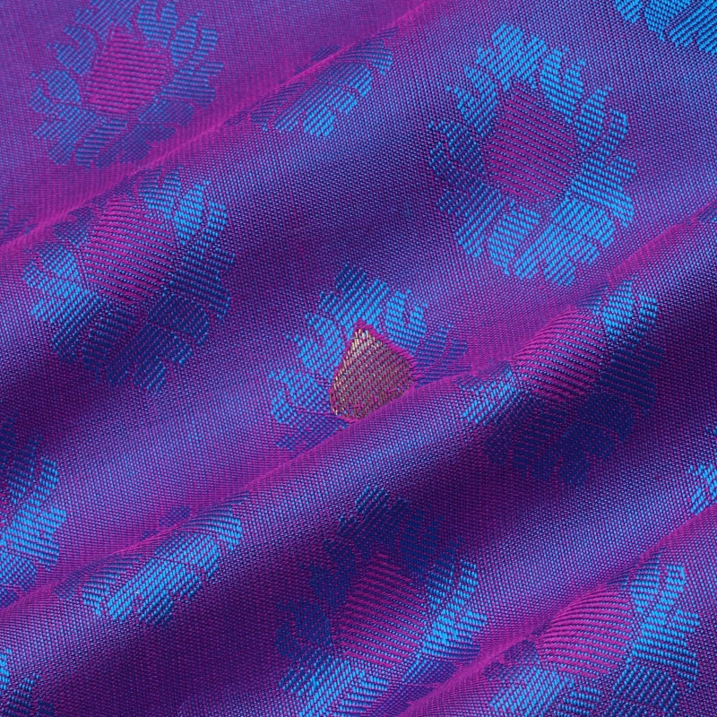 Purple Color Jamavar Silk Fabric With Floral Buttas