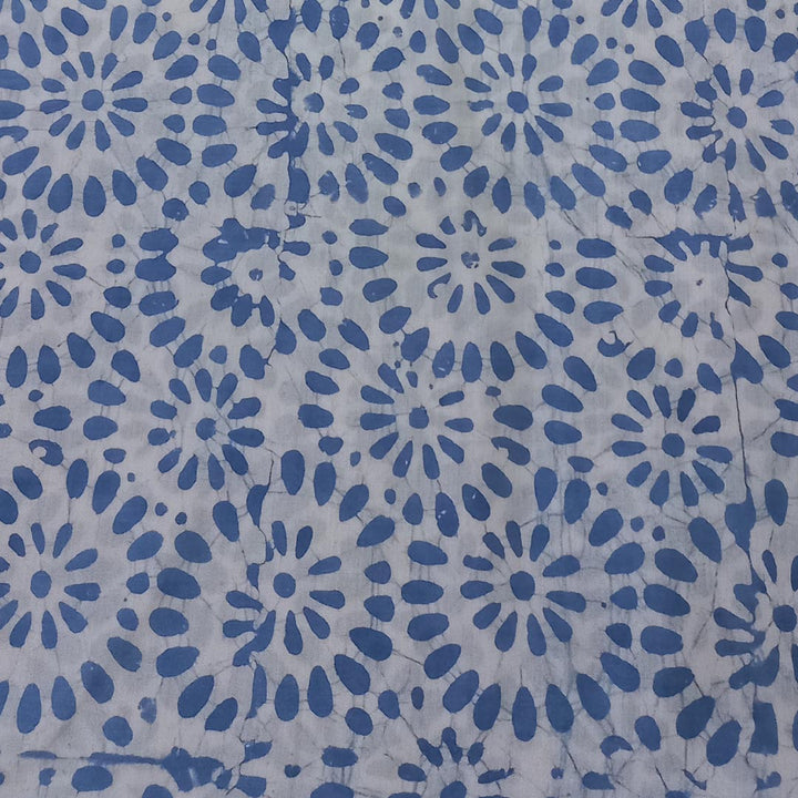 Pastel White Color Silk Fabric With Batik Print