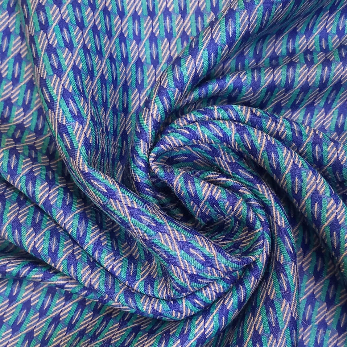 Sky Blue Color Silk Fabric With Interesting Pattern