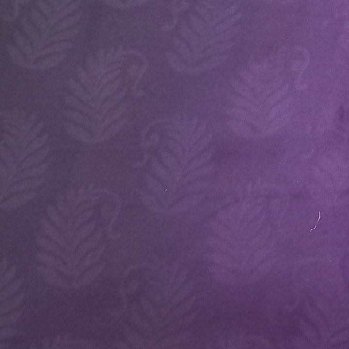 Violet Color Silk Fabric With Floral Motifs