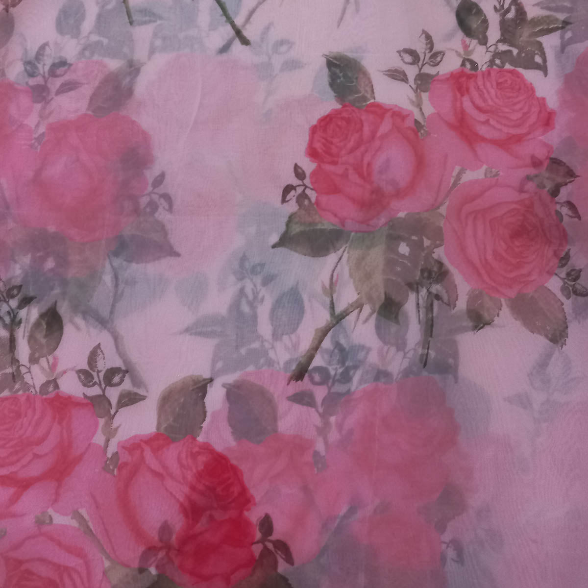 Pastel Pink Color Silk Fabric With Floral Motifs