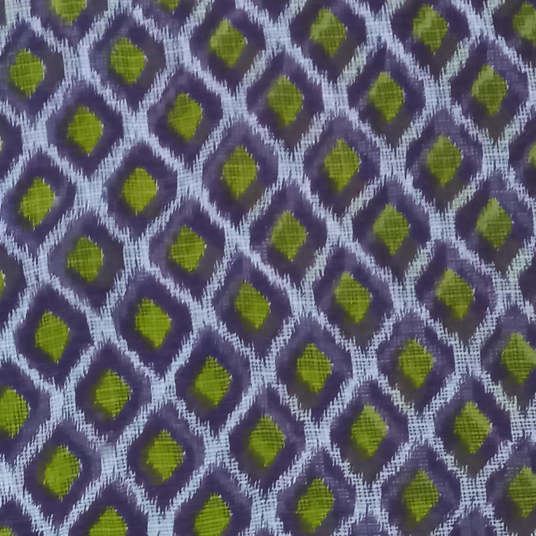 Dark Violet Color Silk Fabric With Diagonal Checks Pattern