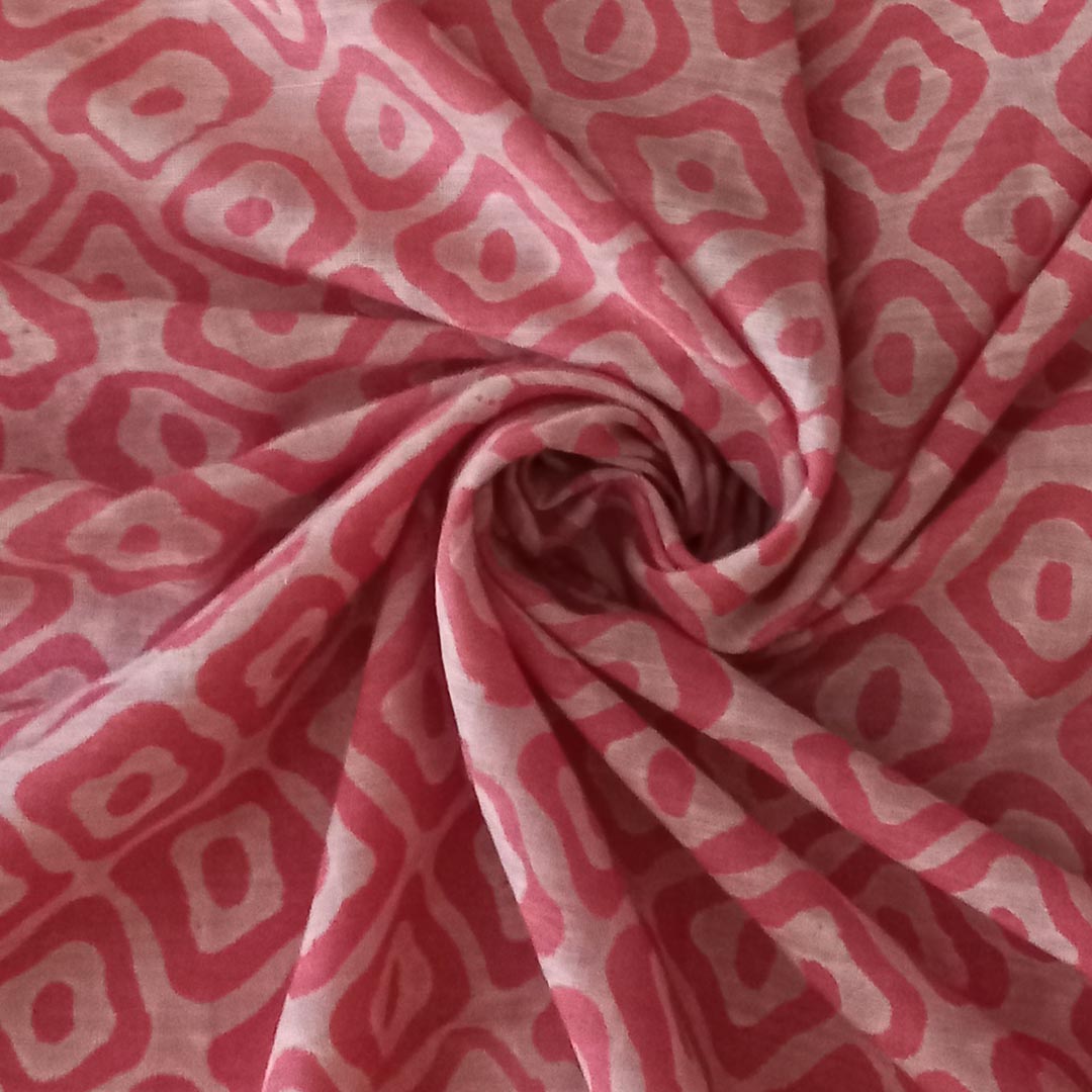 Light Pink Color Silk Fabric With Geometric Printed Pattern