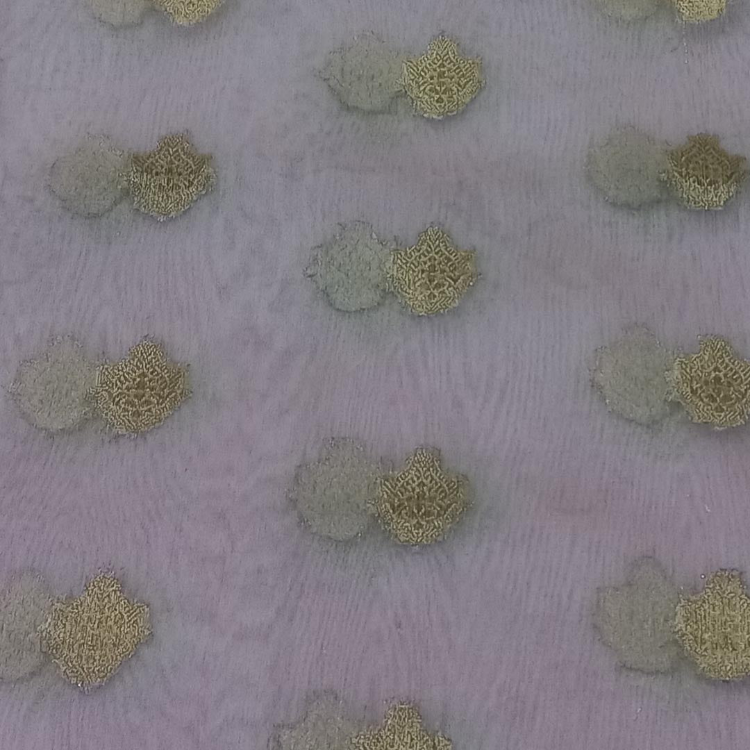 Pastel Pink Color Silk Fabric With Floral Buttas