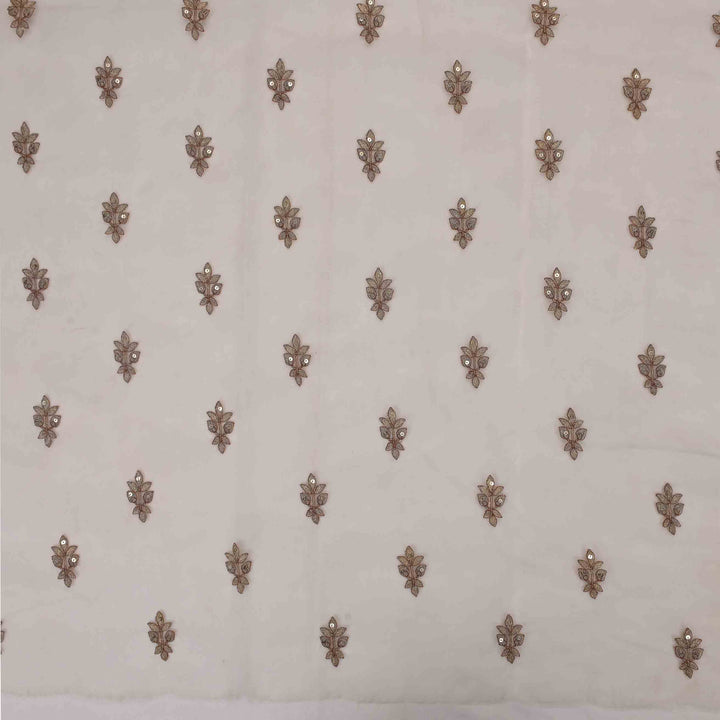 Oyster White Organza Embroidered Fabric