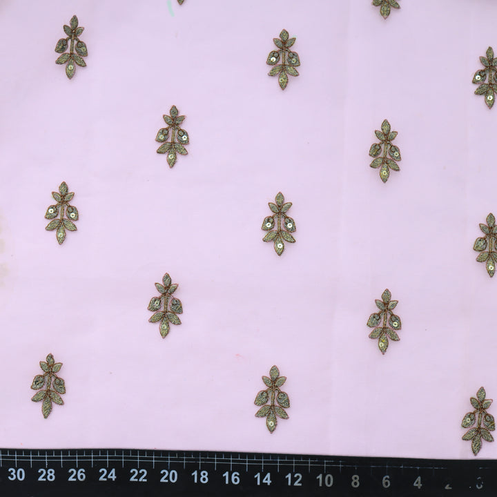Pale Purple Organza Floral Boutis Embroidery Fabric