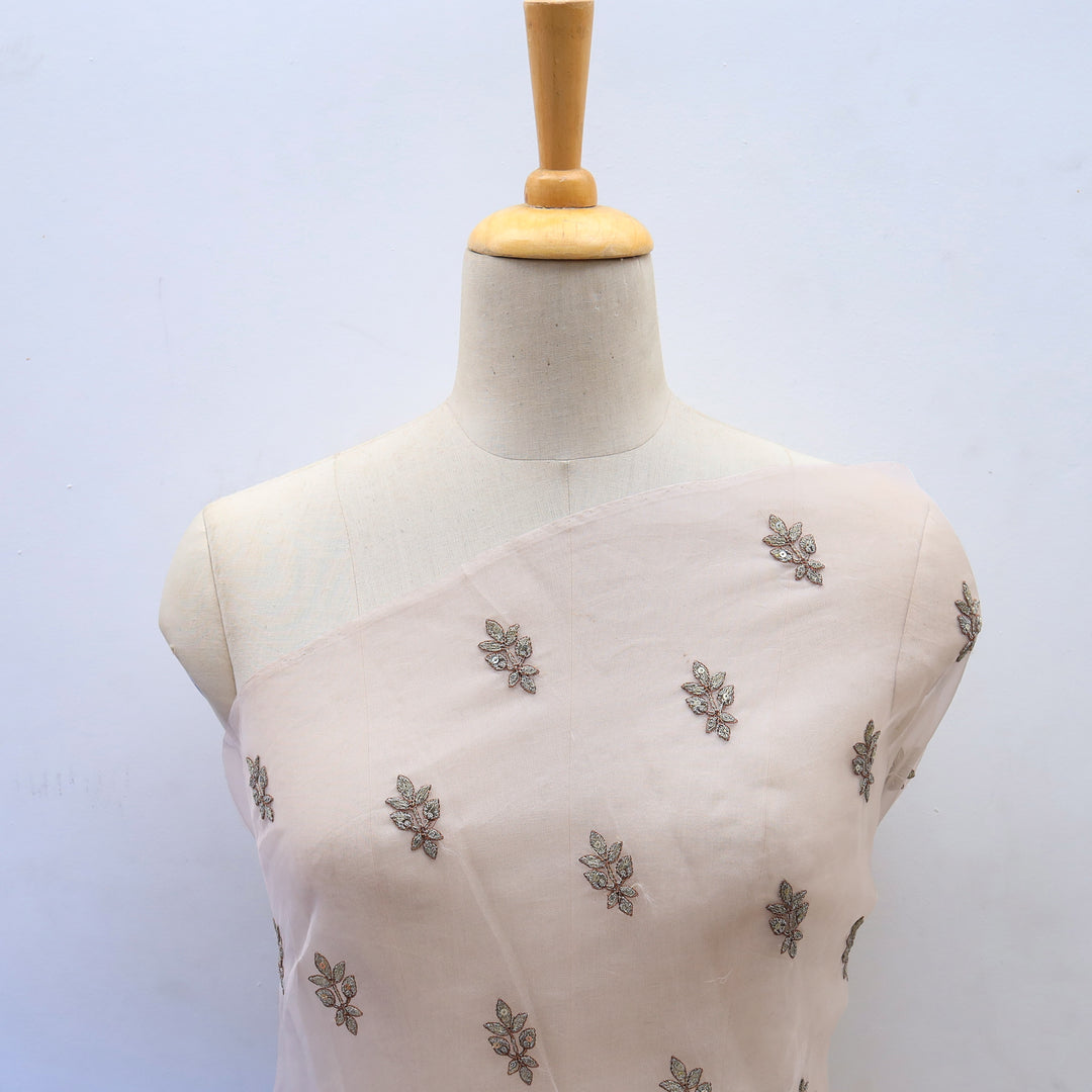 Lemonade Pink Organza Floral Boutis Embroidery Fabric