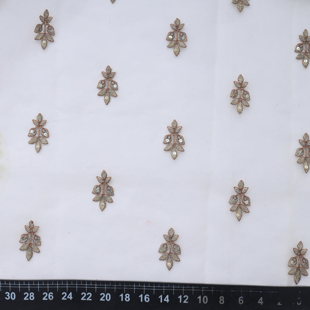 White Whisper Organza Floral Boutis Embroidery Fabric