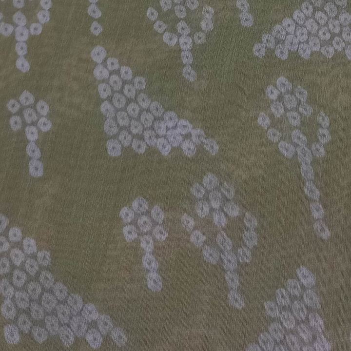 Moss Green Color Silk Fabric With Bandjhani Print