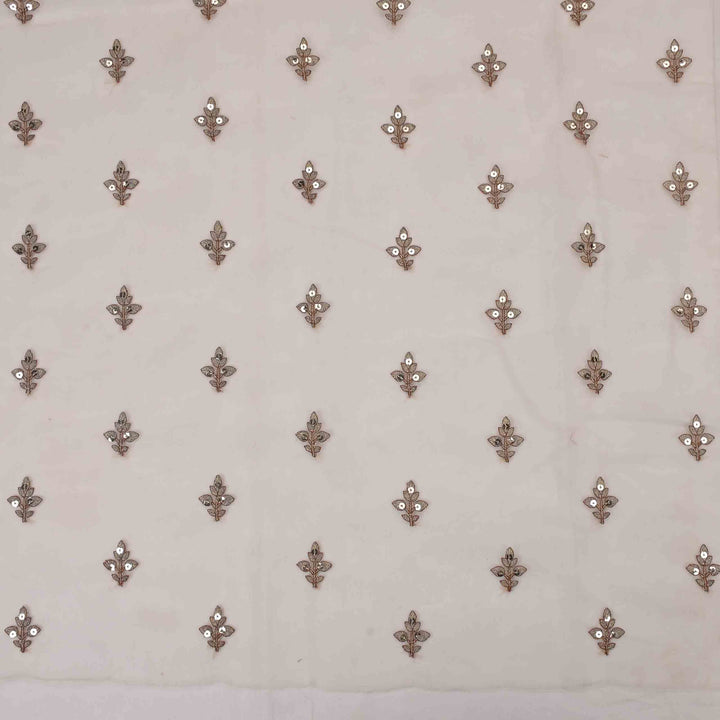 Retro White Organza Embroidered Fabric